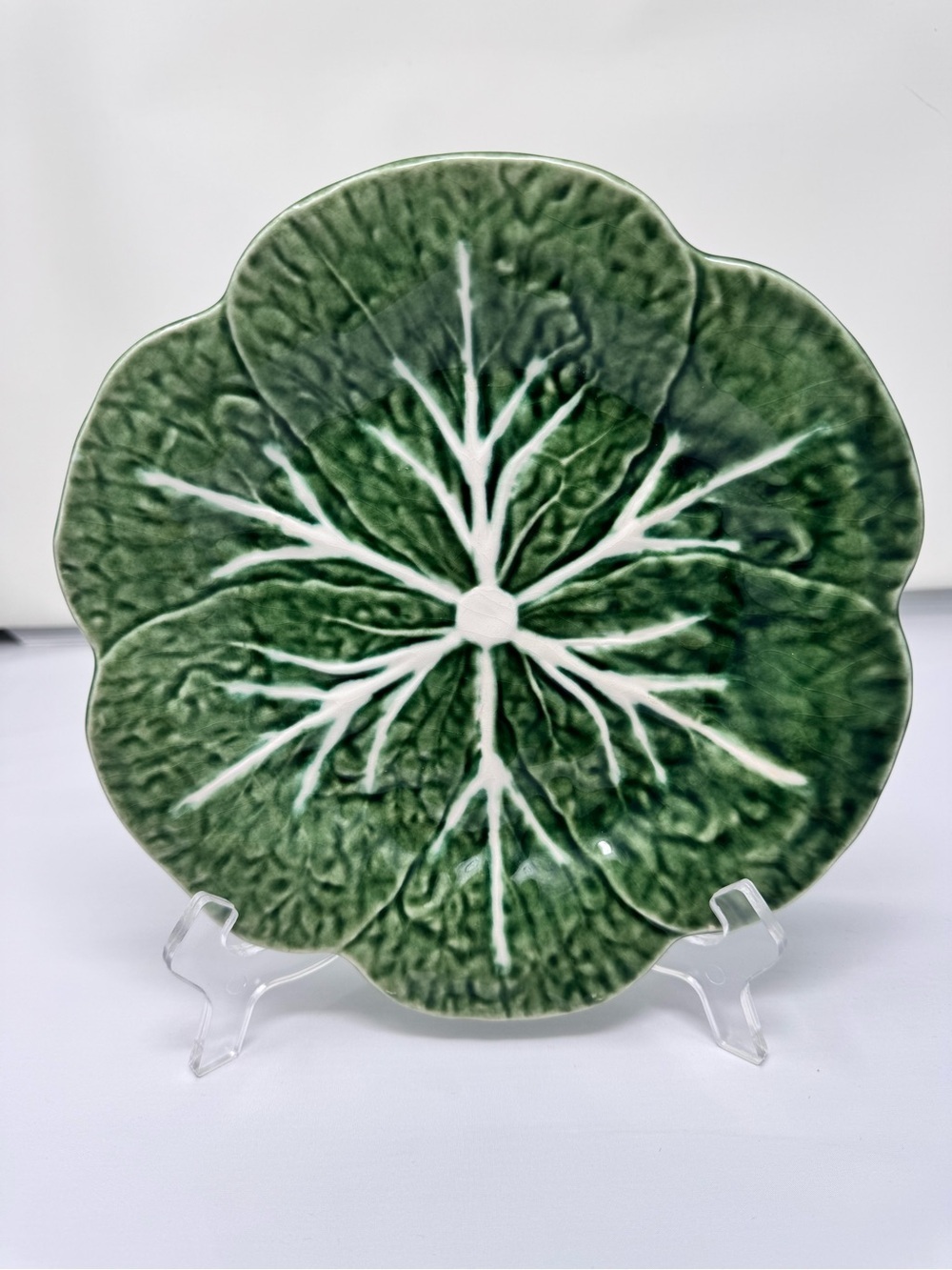 Vintage Cabbage Green Plate by Bordallo Pinheiro Made in Portugal